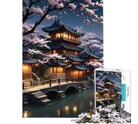 Rompecabezas de 1000 Piezas para Adolescentes Sakura Rainy Evening Juego Educativo Juguetes Juegos educativos Regalos de cumpleaños patrón de Montaje (tamaño 50x75cm)