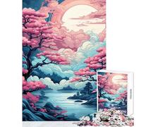 Rompecabezas de 1000 Piezas para Adolescentes Sakura Serene Paisaje onírico al anochecer Juguetes antiestrés Regalo de cumpleaños Juegos educativos Interesante reducción del estrés tamaño 38x26cm