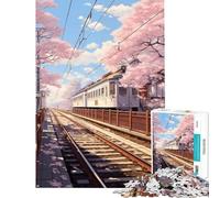 Rompecabezas de 1000 Piezas para Adolescentes Sakura Station para Juegos educativos Juguetes de Juegos educativos Obra de Arte Regalo Corte de precisión (Tamaño 50x75cm)