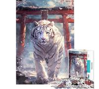 Rompecabezas de 1000 Piezas para Adolescentes Sakura Tiger Torii Path Juguete Intelectual Juegos relajantes Actividades Familiares Regalos de Amigo Invisible (tamaño 38x52cm)
