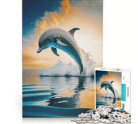 Rompecabezas de 1000 Piezas para Adolescentes: Saltos de Delfines al Atardecer Juegos educativos, Divertidos y con Humor cumpleaños 50x75cm