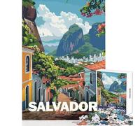 Rompecabezas de 1000 Piezas para Adolescentes Salvador Brasil Póster de Viaje Rompecabezas de 1000 Piezas Juguetes antiestrés Regalo de cumpleaños Mejora la Memoria (38x26cm)
