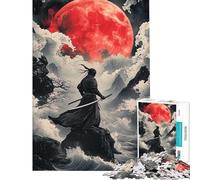 Rompecabezas de 1000 Piezas para Adolescentes Samurai bajo la Luna de Sangre Rompecabezas para Adultos Juegos relajantes Que mejoran la Memoria Toda la Familia (tamaño 50x75cm)