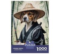Rompecabezas De 1000 Piezas para Adolescentes Samurai Beagle in Bamboo Forest Rompecabezas para Adultos Juguetes DIY Desafío Difícil Regalos para Amigos Y Familiares 38x26cm/1000pcs