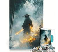 Rompecabezas de 1000 Piezas para Adolescentes Samurái con Espada Brillante en un Bosque de bambú Juegos Divertidos para ejercitar la Mente y Las Manos y para Fortalecer el Amor en Pareja 38x26cm