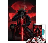Rompecabezas de 1000 Piezas para Adolescentes Samurái con Espada roja y Luna Juego Educativo desafío Mental Reto difícil Amigo Invisible (tamaño 38x52cm)