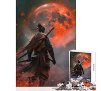 Rompecabezas de 1000 Piezas para Adolescentes samurái japonés Luna roja Juguete Educativo Grandes Regalos y Juguetes Juegos relajantes Actividades Divertidas en casa tamaño 50x75cm
