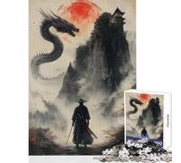 Rompecabezas de 1000 Piezas para Adolescentes Samurái Solitario contra dragón Juguetes antiestrés Regalos de cumpleaños Juegos educativos colección de Artistas Bellas Artes tamaño 38x52cm