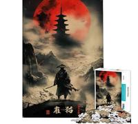 Rompecabezas de 1000 Piezas para Adolescentes Samurai Solitude Luna Roja Desafío Educativo Antiestrés Juguete Educativo Apto para Mayores de 14 años (38x26cm)