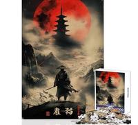 Rompecabezas de 1000 Piezas para Adolescentes Samurai Solitude Red Moon Juguete Educativo Gran Regalo para Juegos Juego práctico Desafío Educativo Tamaño 38x52cm