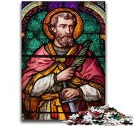 Rompecabezas de 1000 Piezas para Adolescentes, San Agustín, vitral, Juguete Educativo para aliviar el estrés, (38x26cm)