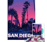Rompecabezas de 1000 Piezas para Adolescentes San Diego City Estilo Retro Juegos relajantes Juguetes adictivos para Cultivar la Paciencia un Gran Regalo un desafío difícil (tamaño 38x26cm)