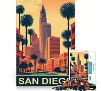 Rompecabezas de 1000 Piezas para Adolescentes,San Diego,Fine Cut Art Logic,Juguete Divertido,Tiempo de Juego Acogedor,decoración navideña para Pared (38x52cm)
