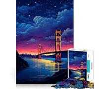 Rompecabezas de 1000 Piezas para Adolescentes San Francisco,Noche,píxeles,Corte preciso,Divertido Juego de lógica,Juego Tranquilo,decoración navideña,Regalo (50x75cm)