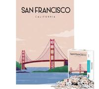 Rompecabezas de 1000 Piezas para Adolescentes San Francisco Poste de Viaje Rompecabezas para Adolescentes Carrera de Velocidad Manual Juego difícil y desafiante Juguetes de Juego desafiantes 38x26cm