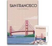 Rompecabezas de 1000 Piezas para Adolescentes, San Francisco Travel Poste, Rompecabezas, Juegos Familiares, Corte de precisión, Regalo de cumpleaños, tamaño 50x75cm
