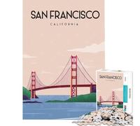 Rompecabezas de 1000 Piezas para Adolescentes San Francisco Travel Poste Rompecabezas para Adolescentes Corte de precisión desafío Educativo Regalo de cumpleaños Regalos 38x52cm