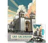 Rompecabezas de 1000 Piezas para Adolescentes San Salvador Clean Edge Juego Focus Juego Regalo Juego de Juego inactivo Arte de Pared navideño (38x26cm)