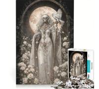 Rompecabezas de 1000 Piezas para Adolescentes Santa Muerte Blanca con búho y Rosas Juegos educativos Carrera de Velocidad Manual colección de Artistas Bellas Artes 50x75cm