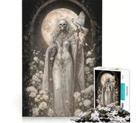 Rompecabezas de 1000 Piezas para Adolescentes Santa Muerte Blanca con búho y Rosas Juegos educativos análisis y lógica Regalo de cumpleaños obsequios 38x26cm