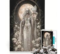 Rompecabezas de 1000 Piezas para Adolescentes Santa Muerte Blanca con búho y Rosas Juguetes para armar decoración de Pared con Piezas de Formas aleatorias Que encajan Perfectamente 38x52cm