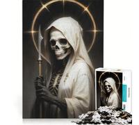 Rompecabezas de 1000 Piezas para Adolescentes Santa Muerte Blanca Juego práctico para Pasar el Tiempo en casa cumpleaños y Navidad 38x26cm
