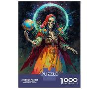 Rompecabezas De 1000 Piezas para Adolescentes Santa Muerte with Globe and Flowers Rompecabezas para Adultos Juegos Relajantes Ensamblaje De Patrones Regalos De Cumpleaños Y Únicos 38x26cm/1000pcs