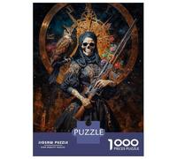 Rompecabezas De 1000 Piezas para Adolescentes Santa Muerte with Owl and Rifle Rompecabezas para Adultos Juegos Relajantes Mejora La Memoria Ayuda A Ejercitar El Cerebro 70x50cm/1000pcs