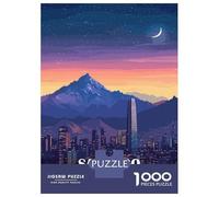 Rompecabezas De 1000 Piezas para Adolescentes Santiago, Chile Cityscape at Night Rompecabezas para Adultos Juego Práctico Difícil Regalos De Cumpleaños Y Únicos 52x38cm/1000pcs