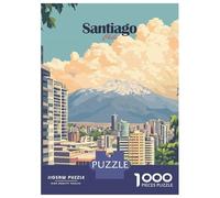Rompecabezas De 1000 Piezas para Adolescentes Santiago, Chile Cityscape Rompecabezas para Adultos Juego Familiar Decoración del Hogar Regalos para Reducir El Estrés 52x38cm/1000pcs