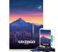 Rompecabezas de 1000 Piezas para Adolescentes Santiago de Chile,Paisaje Urbano Nocturno Arte de Corte preciso Juguete Inteligente para ejercitar Tiempo de Juego Actividad de cumpleaños