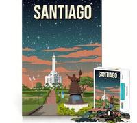 Rompecabezas de 1000 Piezas para Adolescentes Santiago,República Dominicana Pixel Art,Corte preciso,Divertido Juego de lógica,Juego Tranquilo,decoración navideña,Regalo (38x26cm)