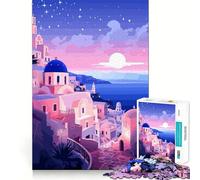 Rompecabezas de 1000 Piezas para Adolescentes Santorini, Arte de Viaje Griego, Juego de Ajuste, desafío Mental, Juguete, Momento de diversión Tranquila, Escena navideña (50x75cm)