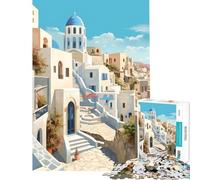 Rompecabezas de 1000 Piezas para Adolescentes Santorini Grecia Juego de ingenio Educativo Regalos y Actividades para el Aprendizaje Tamaño 75x50cm