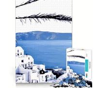 Rompecabezas de 1000 Piezas para Adolescentes Santorini Grecia Océano Arte de Corte preciso Juego Divertido para concentrarse Tiempo de Juego Relajante Regalo de cumpleaños Divertido (38x52cm)