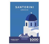 Rompecabezas De 1000 Piezas para Adolescentes Santorini Greece Minimalist Travel Rompecabezas para Adultos Juego Práctico Montaje De Patrones Diversión En Casa Actividades, 52x38cm/1000pcs