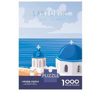 Rompecabezas De 1000 Piezas para Adolescentes Santorini Greece Rompecabezas para Adolescentes Juego De Ingenio Una Obra De Arte Diversión En Casa Actividades, 52x38cm/1000pcs