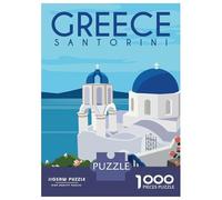 Rompecabezas De 1000 Piezas para Adolescentes Santorini Greece Rompecabezas para Adultos Juego Práctico Arte De Pared Oferta como Regalos para Toda La Familia 38x26cm/1000pcs