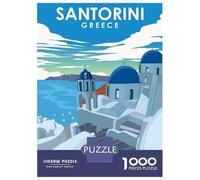 Rompecabezas De 1000 Piezas para Adolescentes Santorini Greece Travel Rompecabezas para Adolescentes Juego Práctico para Mejorar La Memoria Regalos Y Cumpleaños Únicos 52x38cm/1000pcs
