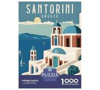Rompecabezas De 1000 Piezas para Adolescentes Santorini Greece Travel Rompecabezas para Adolescentes Juegos Relajantes Decoración Juego Desafiante Regalos 38x26cm/1000pcs