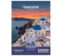 Rompecabezas De 1000 Piezas para Adolescentes Santorini Greece Travel Rompecabezas para Adultos Juguetes DIY para La Diversión Familiar para Cumpleaños, Navidad 38x26cm/1000pcs