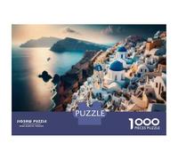 Rompecabezas De 1000 Piezas para Adolescentes Santorini Island Greece Rompecabezas para Adultos Juego Práctico Decoración De Pared Oferta como Regalos para Toda La Familia 70x50cm/1000pcs