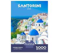 Rompecabezas De 1000 Piezas para Adolescentes Santorini Oia Greece Travel Illustration Rompecabezas para Adultos Juegos Divertidos Decoración Ayuda A Ejercitar El Cerebro 70x50cm/1000pcs
