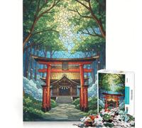 Rompecabezas de 1000 Piezas para Adolescentes: Santuario japonés en el Bosque con vidrieras, Juego Educativo, Regalo de cumpleaños, Toda la Familia 50x75cm