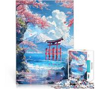 Rompecabezas de 1000 Piezas para Adolescentes Santuario Junto al Agua del Monte Fuji Difícil y desafío para la decoración del hogar 38x26cm