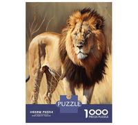 Rompecabezas De 1000 Piezas para Adolescentes Savanna Lion Oil Paint Rompecabezas para Adultos Juego Familiar Desafío Difícil 52x38cm/1000pcs