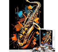 Rompecabezas de 1000 Piezas para Adolescentes saxofón Jazz Pintura Juguetes de Bricolaje Grandes Regalos y Juguetes Juego Educativo interacción Entre Padres e Hijos tamaño 50x75cm