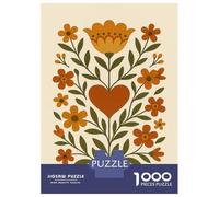 Rompecabezas De 1000 Piezas Para Adolescentes Scandinavian Folk Art Floral Heart Print Rompecabezas Para Adolescentes Juegos Relajantes Montaje De Patrones Regalos Para Amigos Y Familiares 38x26cm/100