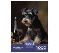 Rompecabezas De 1000 Piezas para Adolescentes Schnauzer Enjoying Wine Rompecabezas para Adultos Juguete Decoración De Pared Desafío Difícil Desafiante De Completar 38x26cm/1000pcs
