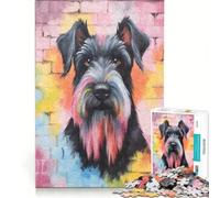 Rompecabezas de 1000 Piezas para Adolescentes Schnauzer Gigante con Grafiti, Juego práctico, Divertido y con Humor, Regalo de cumpleaños y Original 38x52cm